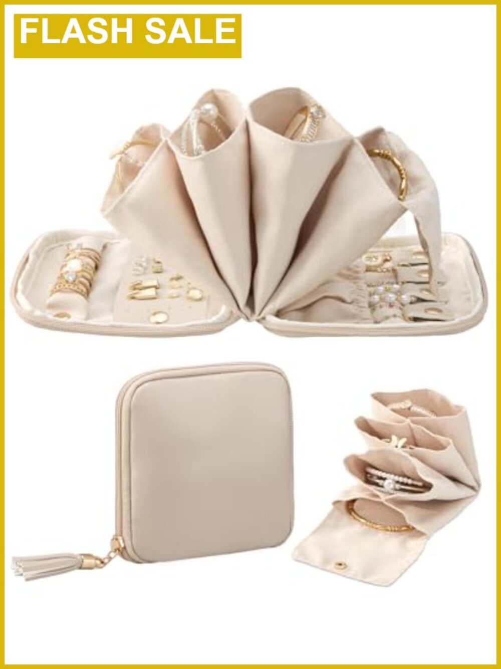 Travel Jewelry Case Organizer Small Soft Pouch Faux Leather Velvet Interior